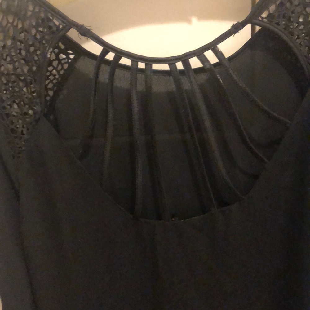 Black chiffon call shoulder with lace
